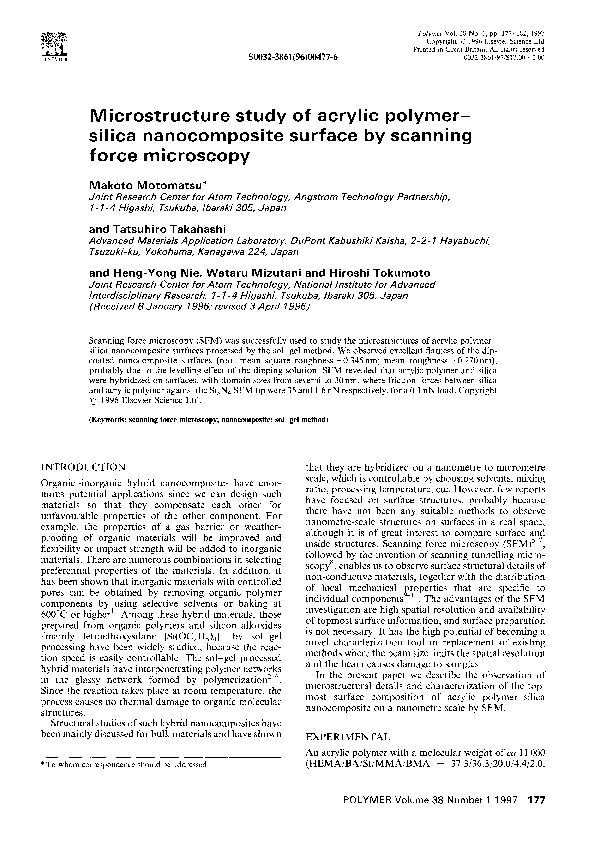 (PDF) Microstructure study of acrylic polymer-silica nanocomposite ...