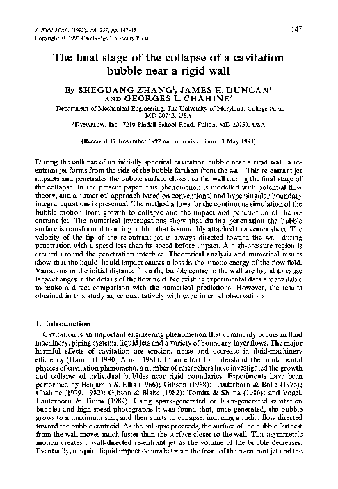 (PDF) The final stage of the collapse of a cavitation bubble near a ...