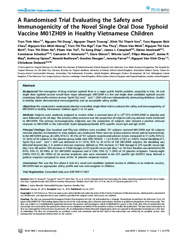 (PDF) A Randomised Trial Evaluating the Safety and Immunogenicity of ...