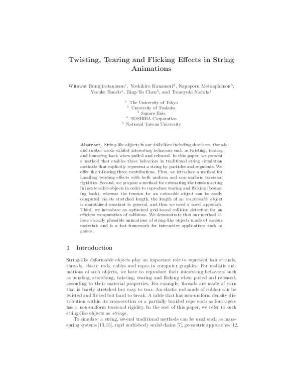 (PDF) Twisting, Tearing and Flicking Effects in String Animations