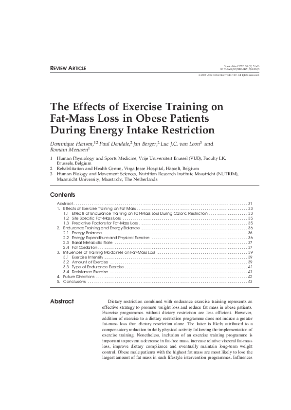 (PDF) The Effects of Exercise Training on Fat-Mass Loss in Obese ...