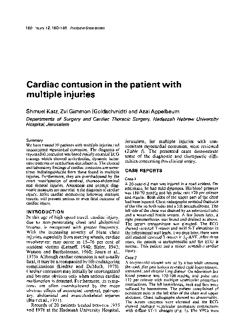 (PDF) Cardiac contusion in the patient with multiple injuries
