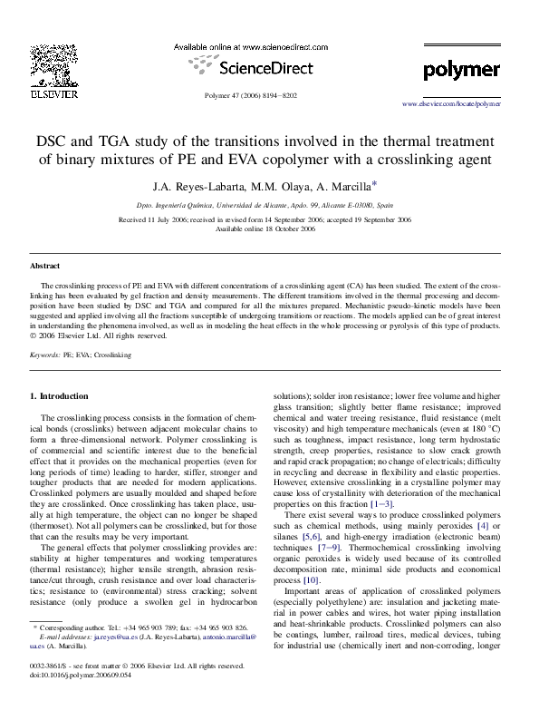 (PDF) DSC and TGA study of the transitions involved in the thermal ...