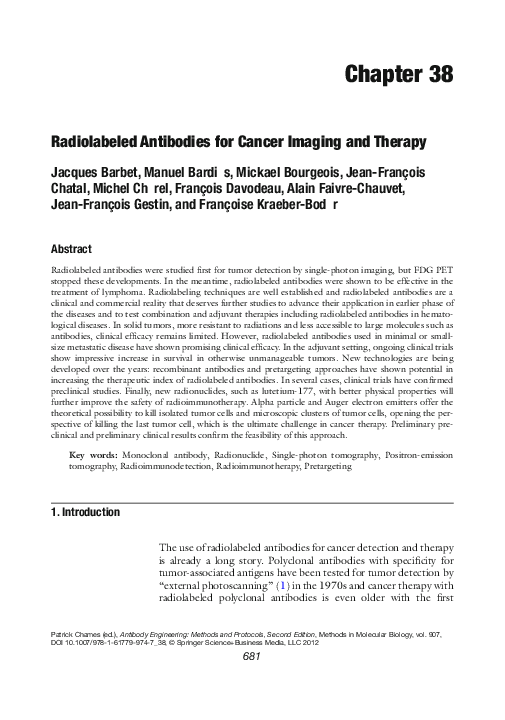 (PDF) Radiolabeled antibodies for cancer imaging and therapy Jacques Barbet Academia.edu