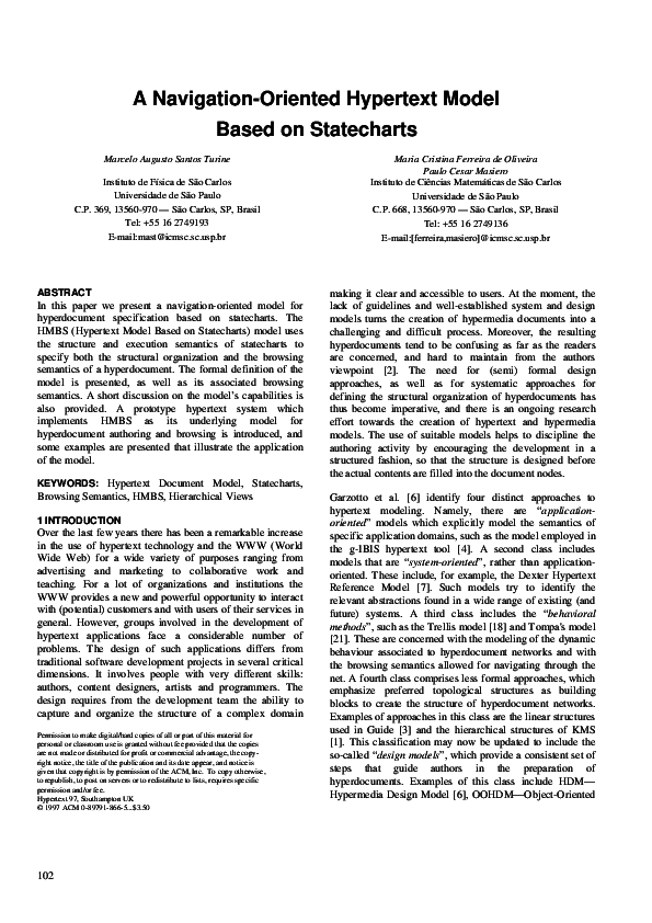 (PDF) A navigation-oriented hypertext model based on statecharts
