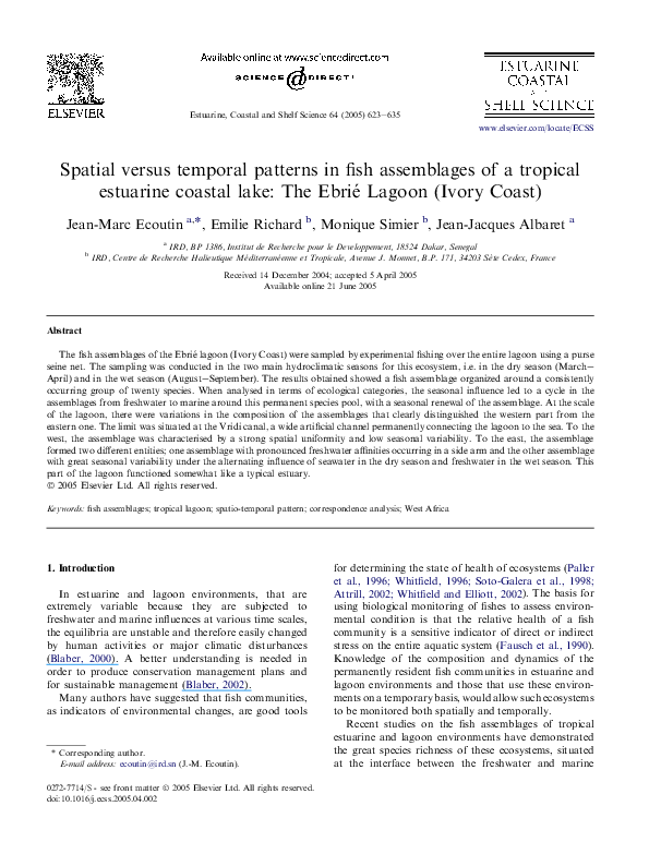 (PDF) Spatio-temporal patterns of fish assemblages in coastal West ...