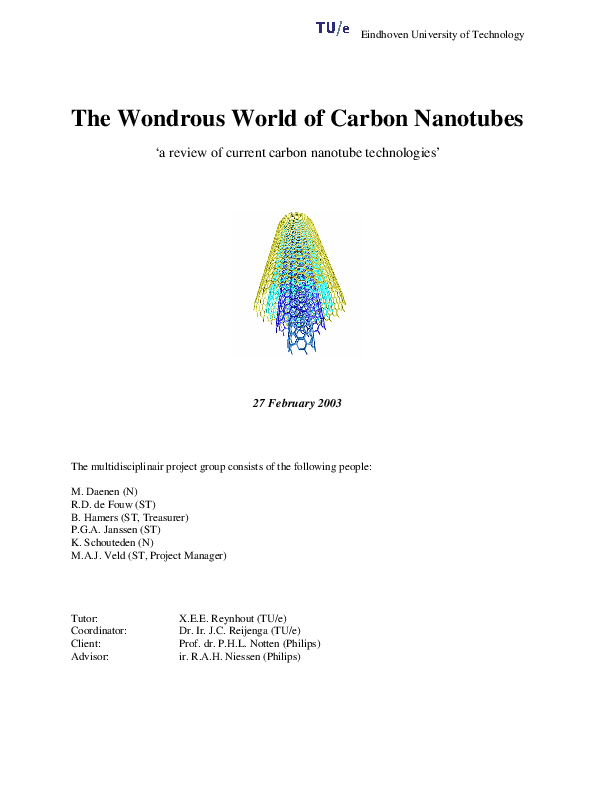 (PDF) The wondrous world of carbon nanotubes "a review of current ...