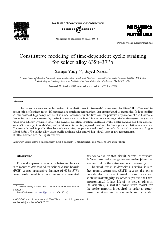 (PDF) Constitutive modeling of time-dependent cyclic straining for ...