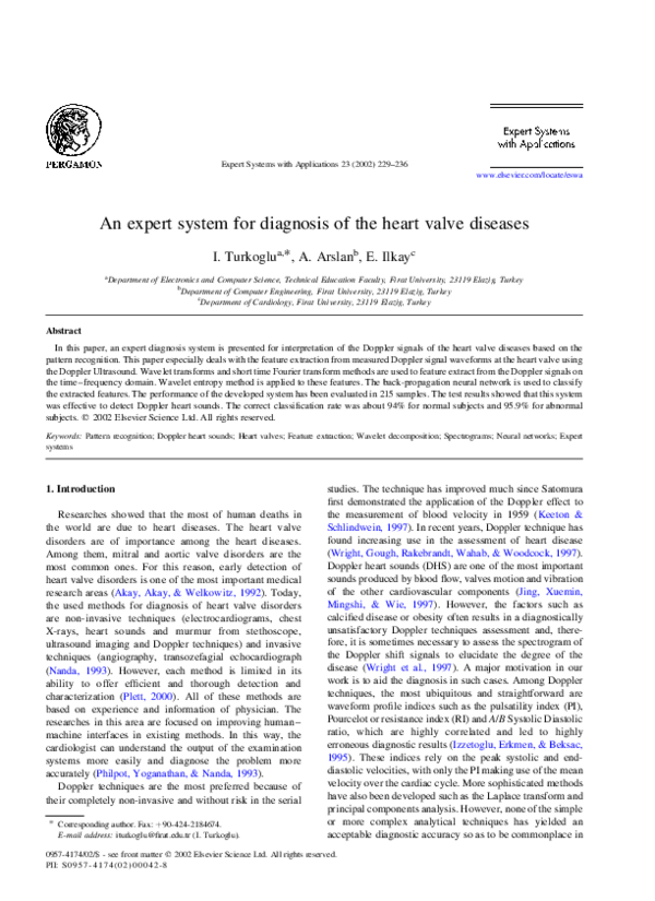 (PDF) An expert system for diagnosis of the heart valve diseases