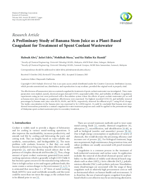(PDF) A Preliminary Study of Banana Stem Juice as a PlantBased
