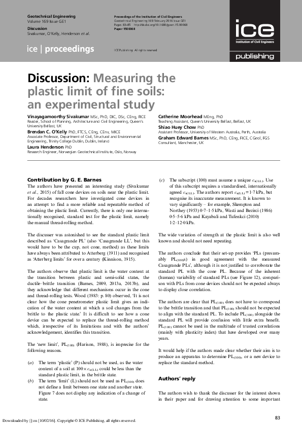 (PDF) Discussion Measuring the plastic limit of fine soils an