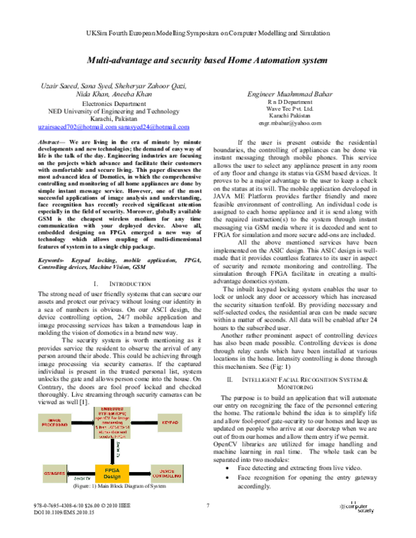 (PDF) Multi-advantage and Security Based Home Automation System
