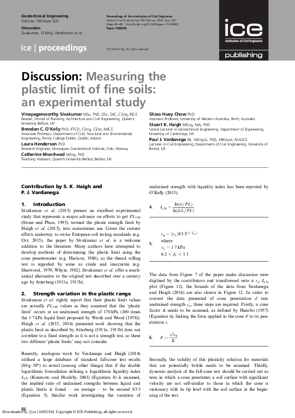 (PDF) Discussion Measuring the plastic limit of fine soils an