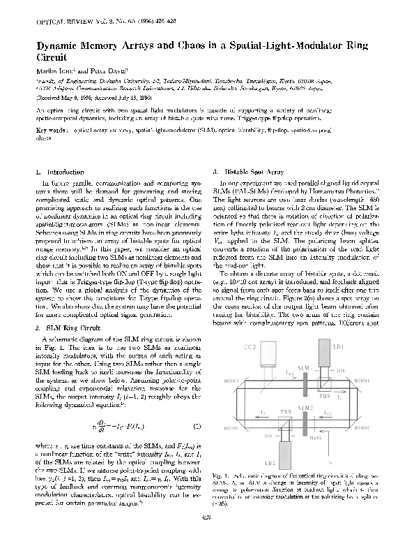 (PDF) Dynamic memory arrays and chaos in a spatial-light-modulator ring ...