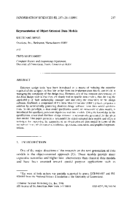 (PDF) Representation of object-oriented data models