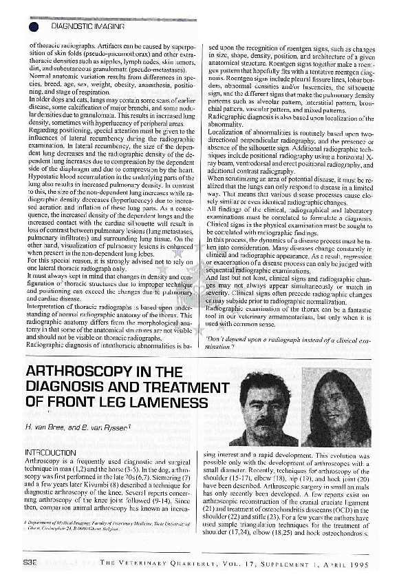 Visual Reference: Pdf Arthroscopy In The Diagnosis And Treatment Of Front Leg