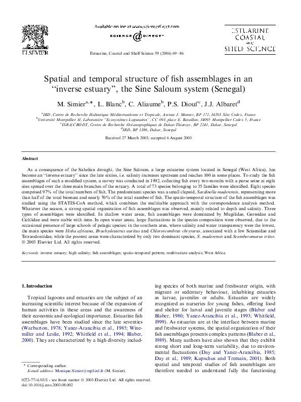 (PDF) Spatial and temporal structure of fish assemblages in an “inverse ...