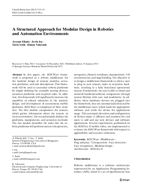 (PDF) Structured Approach for Modular Design in Robotics and Automation ...