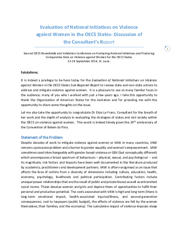 (PDF) Evaluation of National Initiatives on Violence against Women in ...