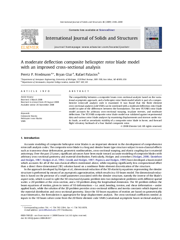 (PDF) A moderate deflection composite helicopter rotor blade model with ...