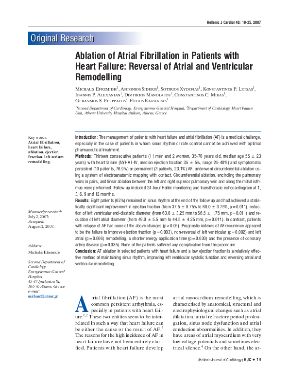 (PDF) Ablation of atrial fibrillation in patients with heart failure ...