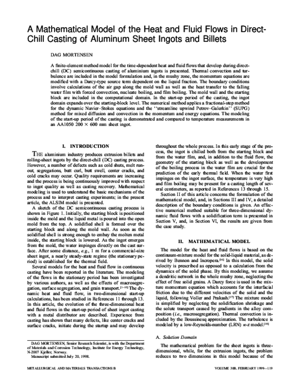 (PDF) A mathematical model of the heat and fluid flows in direct-chill ...