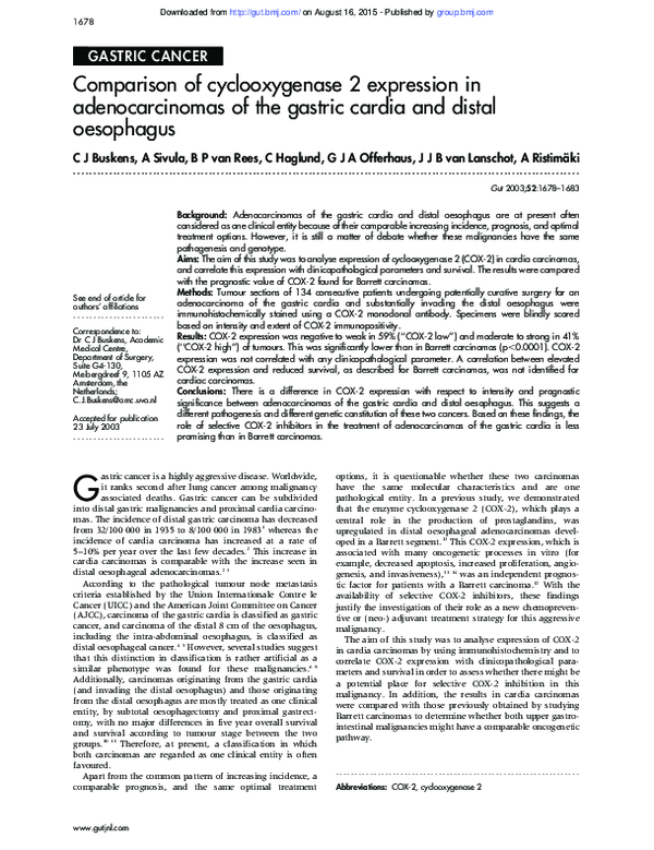 (PDF) Comparison of cyclooxygenase 2 expression in adenocarcinomas of ...