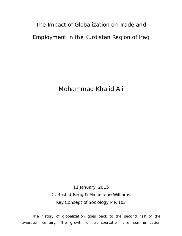 (DOC) The Impact of Globalization on Trade and Employment in the ...