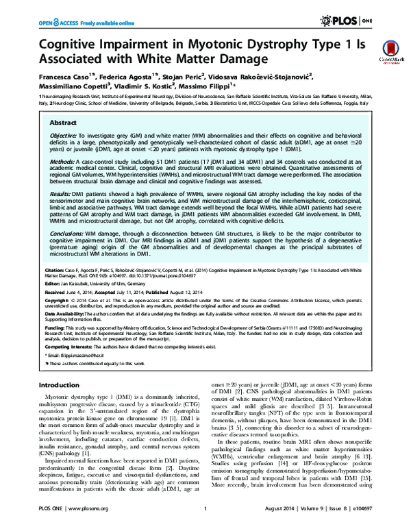 (PDF) Cognitive Impairment in Myotonic Dystrophy Type 1 Is Associated ...