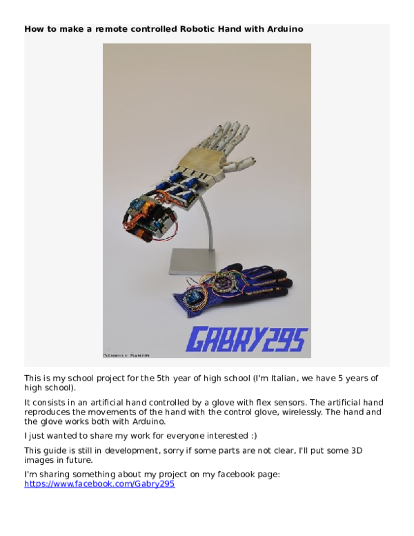 (DOC) How to make a remote controlled Robotic Hand with Arduino Anna