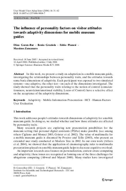 (PDF) The influence of personality factors on visitor attitudes towards ...