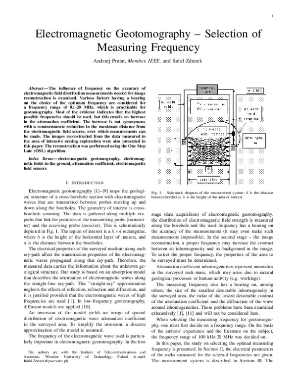 (PDF) Electromagnetic geotomography-selection of measuring frequency