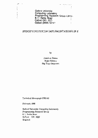 (PDF) Specifying System Implementations in Z