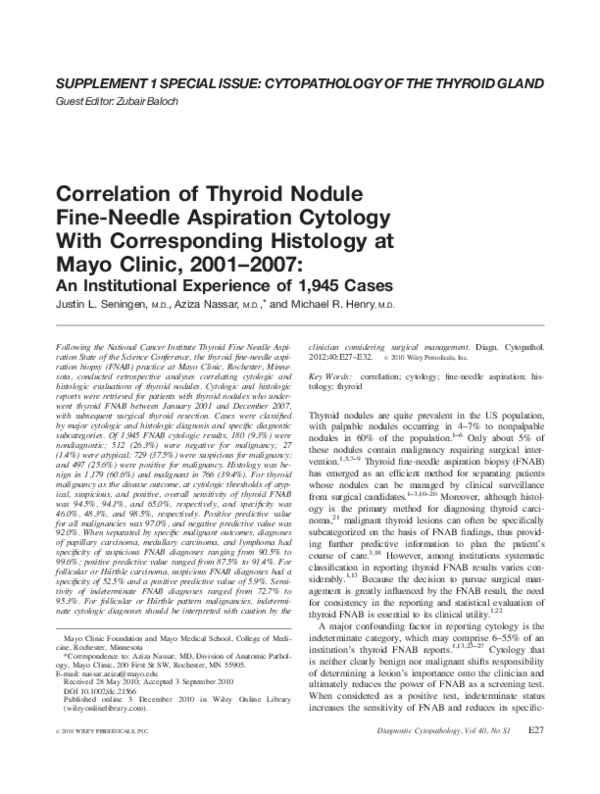 (PDF) Correlation of thyroid nodule fine-needle aspiration cytology ...
