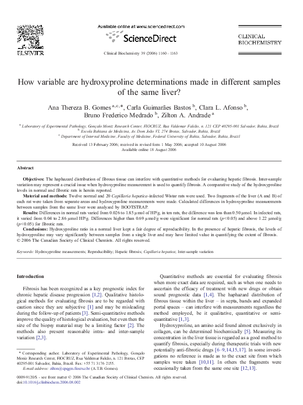 (PDF) How variable are hydroxyproline determinations made in different ...