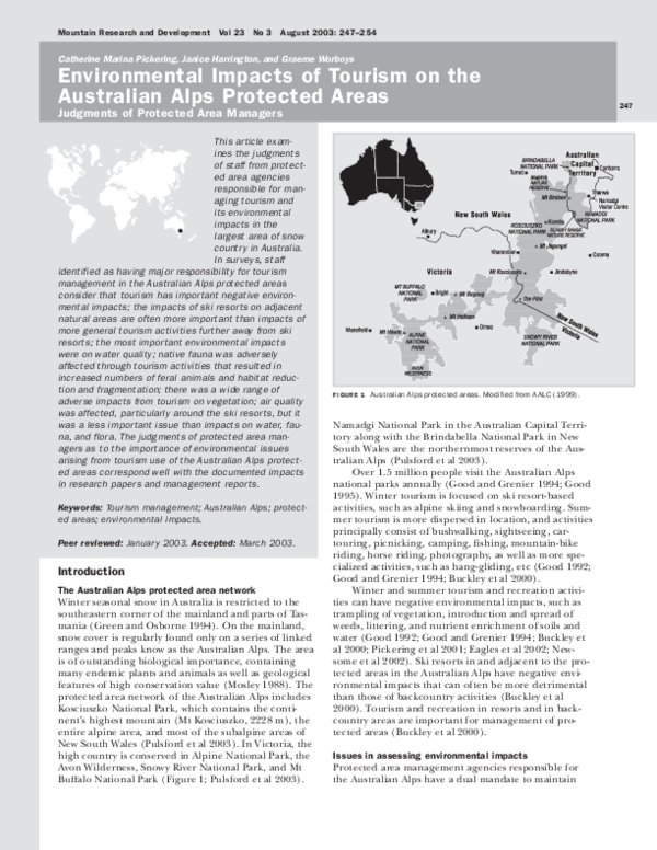 (PDF) Environmental impacts of tourism on the Australian Alps protected ...