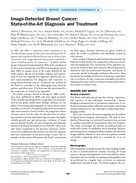 (PDF) Image-Detected Breast Cancer: State of the Art Diagnosis and ...