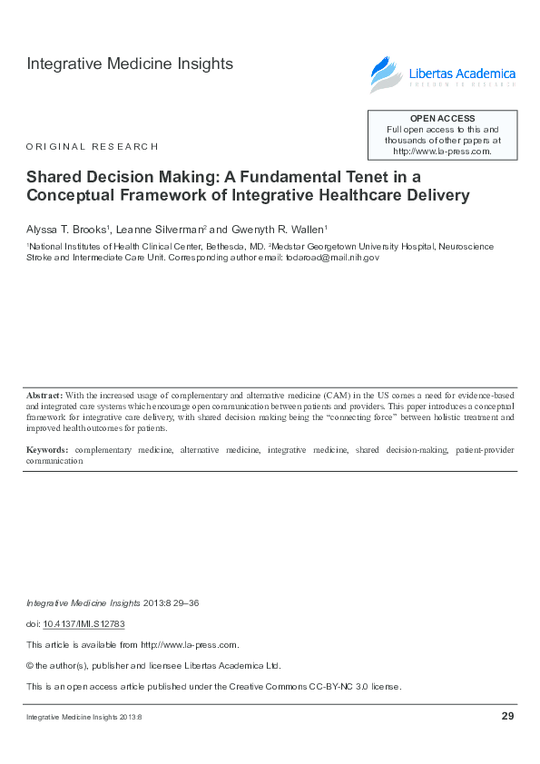 (PDF) Shared Decision Making: A Fundamental Tenet in a Conceptual ...