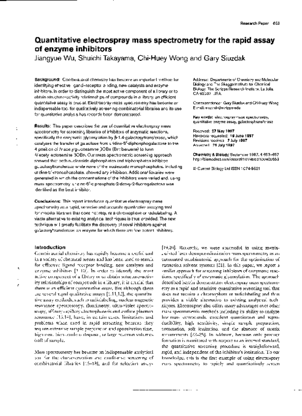 (PDF) Quantitative electrospray mass spectrometry for the rapid assay ...
