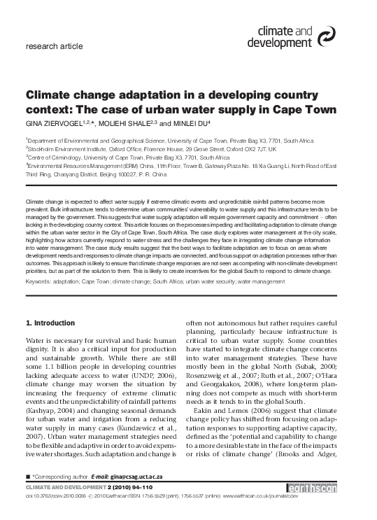 (PDF) Climate change adaptation in a developing country context: The ...