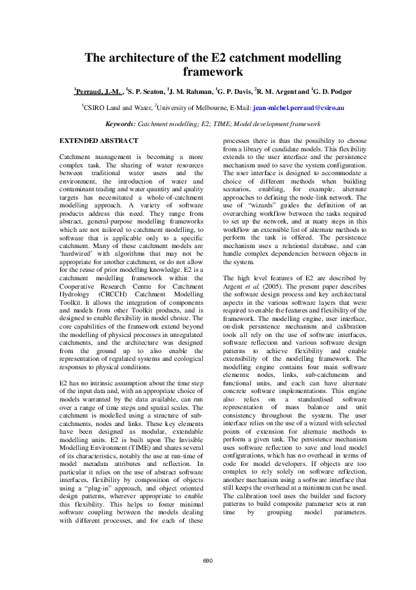 (PDF) The architecture of the E2 catchment modelling framework