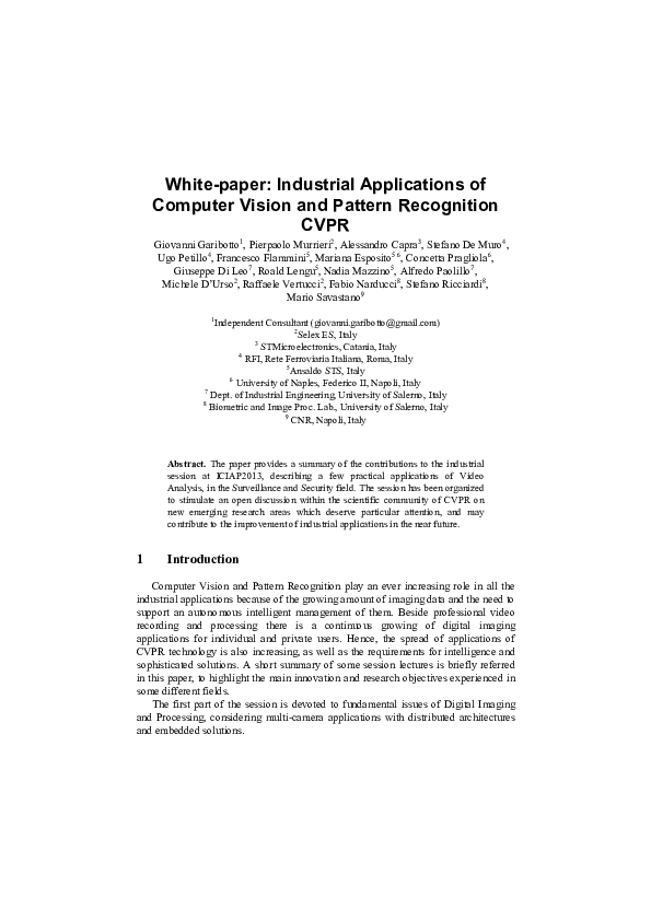 (PDF) White Paper on Industrial Applications of Computer Vision and ...
