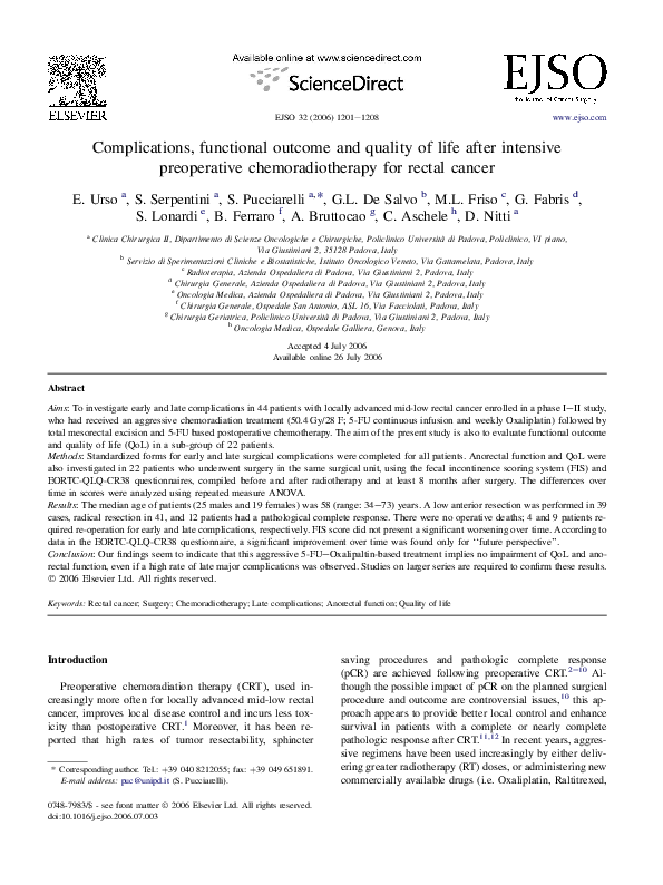 (PDF) Complications, functional outcome and quality of life after ...