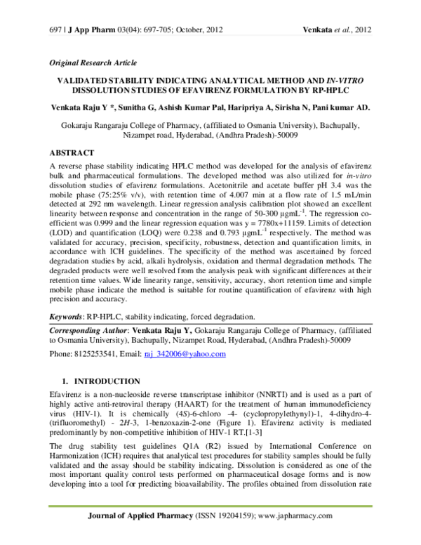 (PDF) VALIDATED STABILITY INDICATING ANALYTICAL METHOD AND IN-VITRO ...
