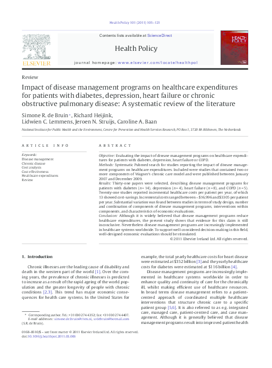 (PDF) Impact of disease management programs on healthcare expenditures ...