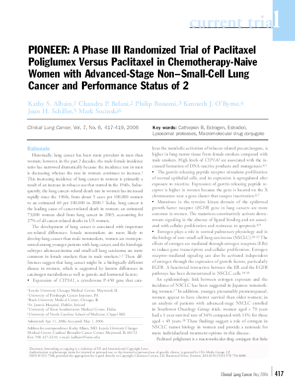 (PDF) PIONEER: a phase III randomized trial of paclitaxel poliglumex ...