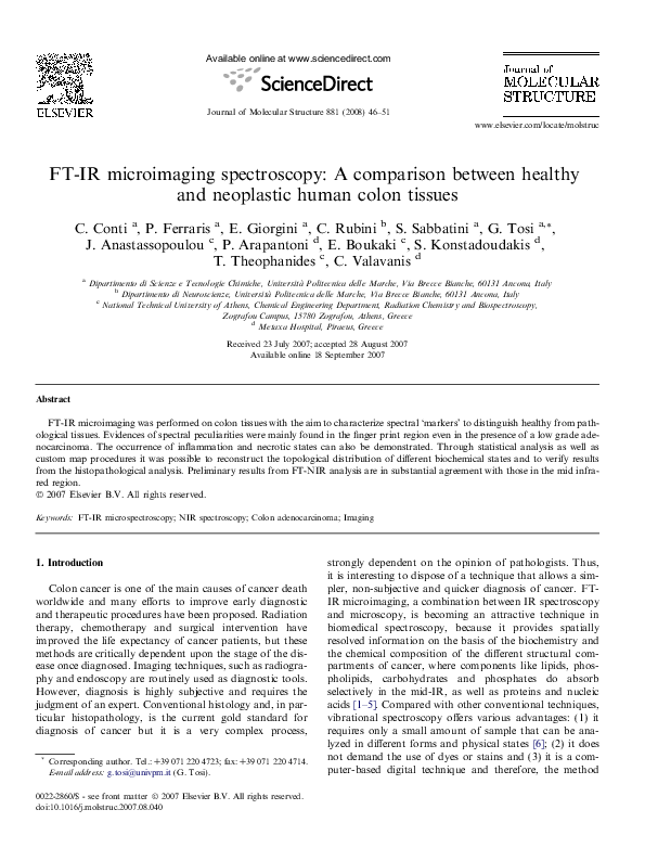 Pdf Ft Ir Microimaging Spectroscopy A Comparison Between Healthy And Neoplastic Human Colon Tissues T Theophanides Academia Edu