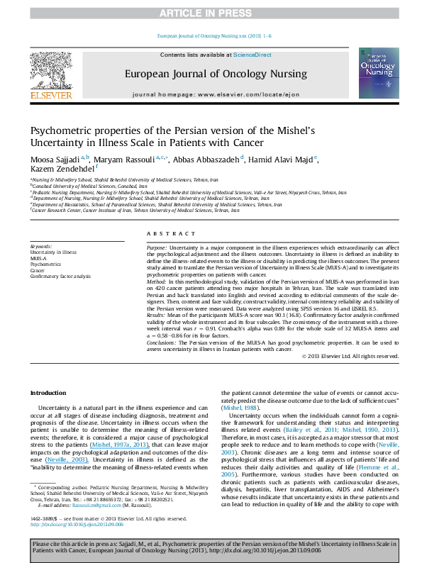 (PDF) Psychometric Properties of the Persian Version of Cerebral Palsy ...