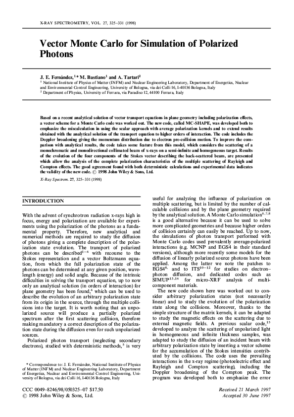 (PDF) Vector Monte Carlo for simulation of polarized photons