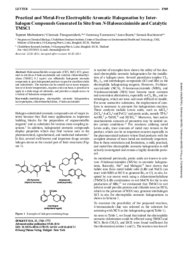 (PDF) Practical and Metal-Free Electrophilic Aromatic Halogenation by ...